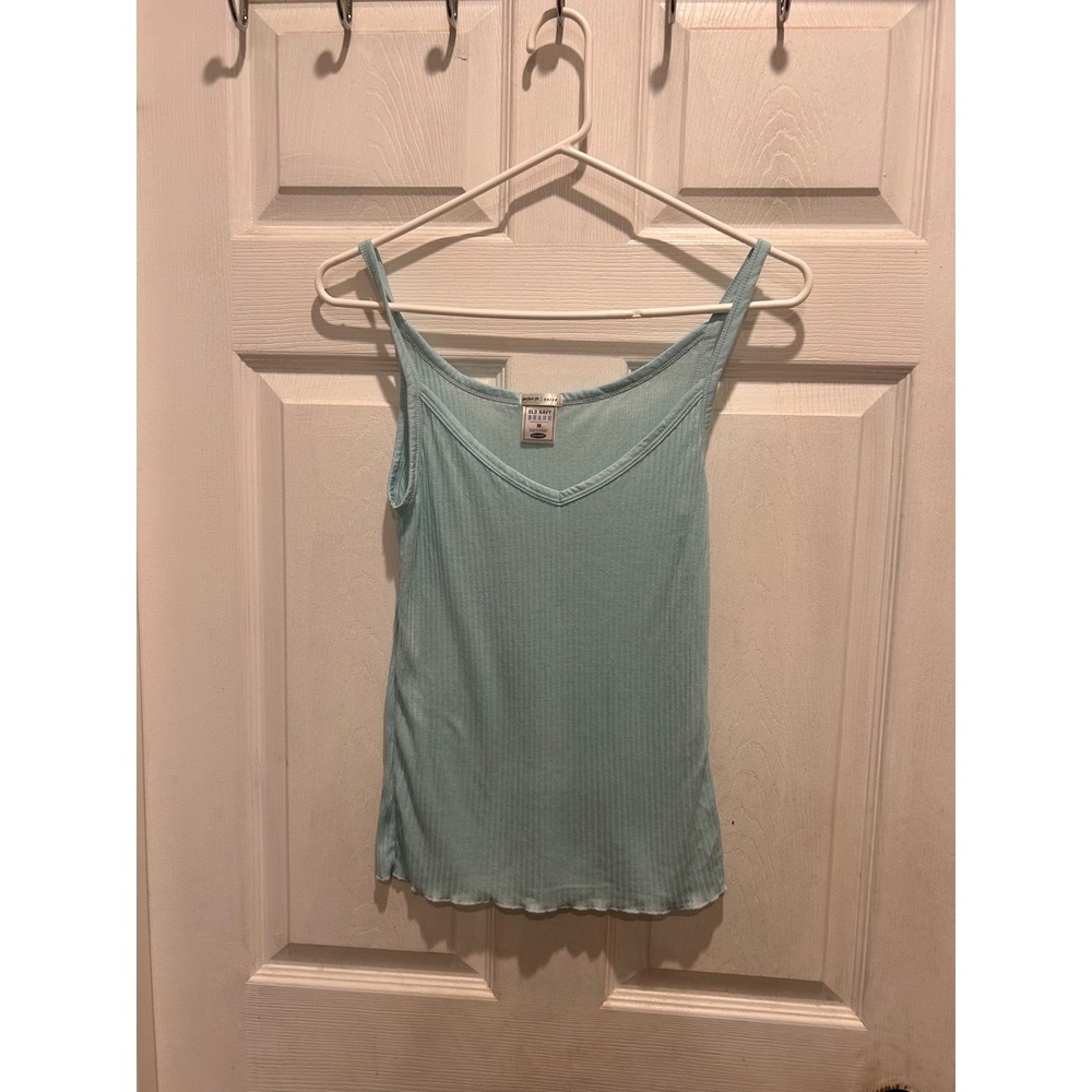 Old Navy Vintage Y2K Light Blue Ribbed Sheer Cami Tank Top Fall 04 Womens Medium
